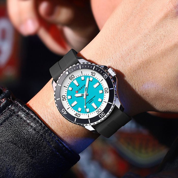 Curren 8448 Silver-Blue-Black