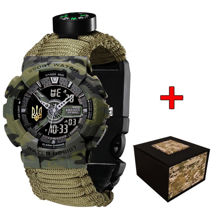  Awarder 005 Тризуб золото Camo Green Паракордовий ремінець Army Green