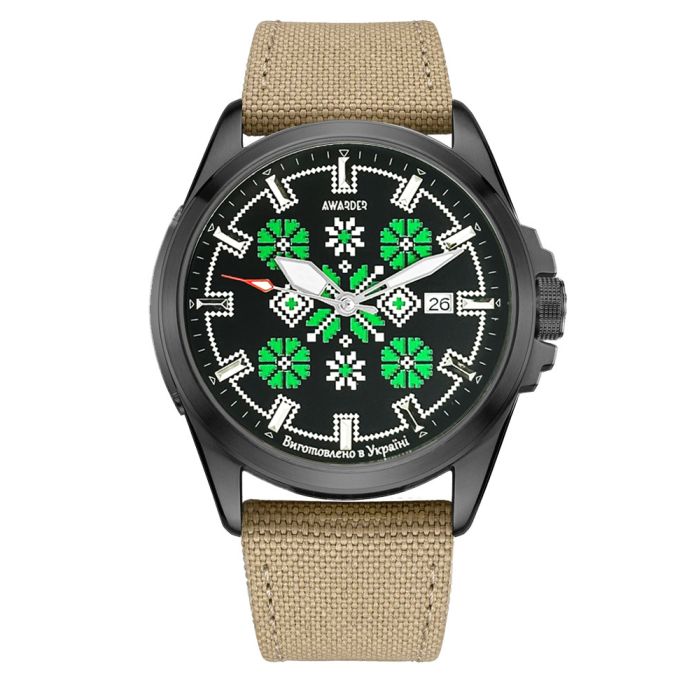  Awarder Embroidery Black-Green Khaki Automatic 10ATM