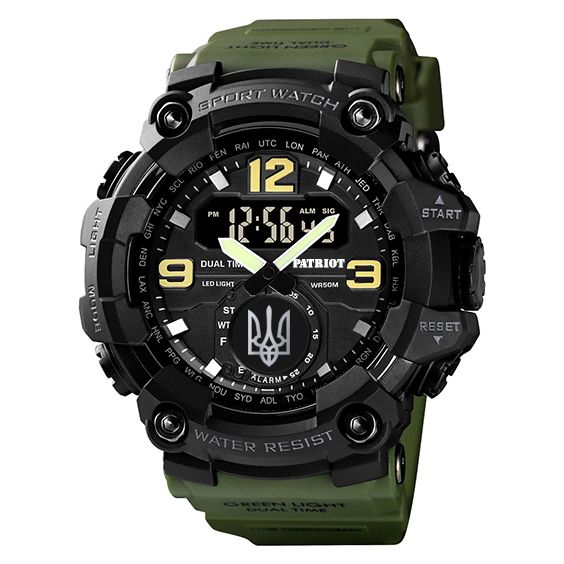 Patriot 004AGUASI Тризуб срібло Зелені + Коробка.