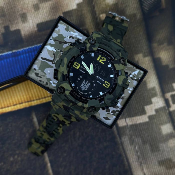 Patriot 004CMGRUASI Тризуб срібло Зелений камуфляж + Коробка.