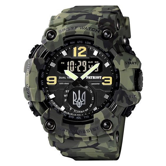 Patriot 004CMGRUASI Тризуб срібло Зелений камуфляж + Коробка.