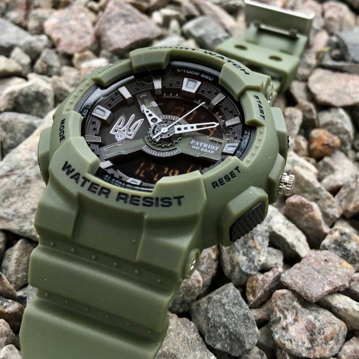 Patriot 005 Тризуб срібло Army Green + Коробка