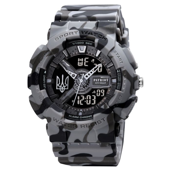 Patriot 005 Тризуб срібло Camo Grey + Коробка.