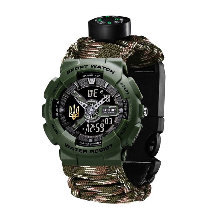 Patriot 005 Тризуб золото Army Green Паракордовий ремінець Camo Green + Коробка.