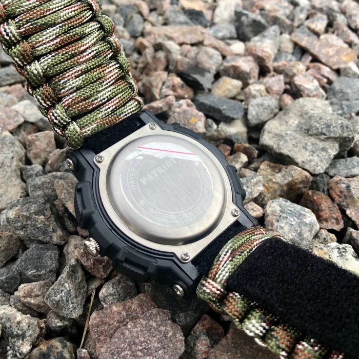 Patriot 005 Тризуб золото Чорний Паракордовий ремінець Camo Green + Коробка