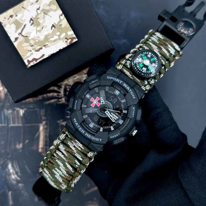 Patriot 005BKSU ЗСУ Чорні Паракордовий ремінець Camo Green+ Коробка.