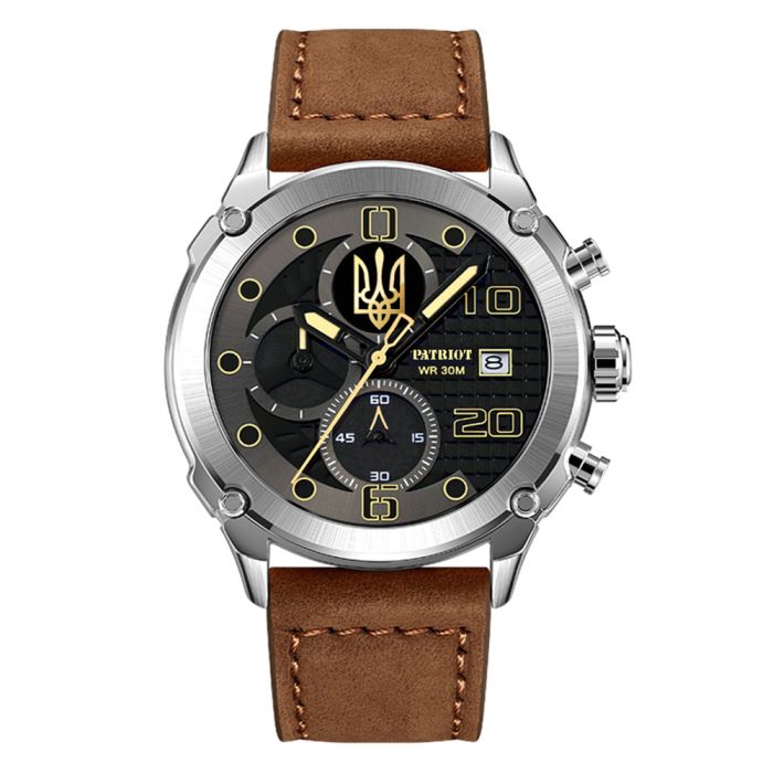 Patriot 016 Silver-Black-Brown Тризуб золото