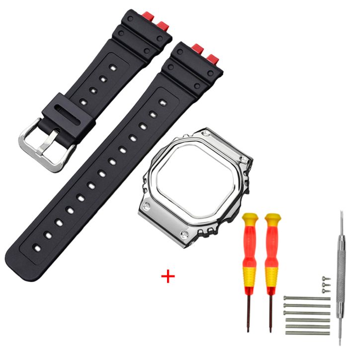 Ремешок + безель (рант) для Casio G-Shock GMW-B5000 Red-Black SI