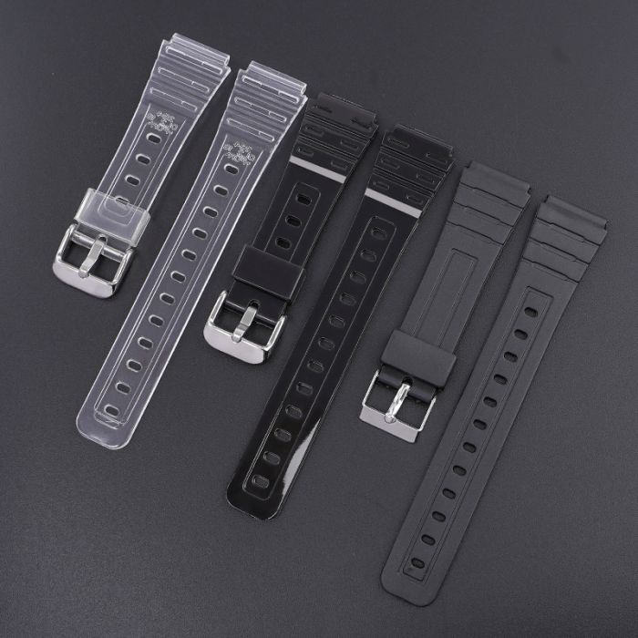 Ремешок для Casio G-Shock F-84/94/105, F-91W, AE1300 Jelly Transparent Silver