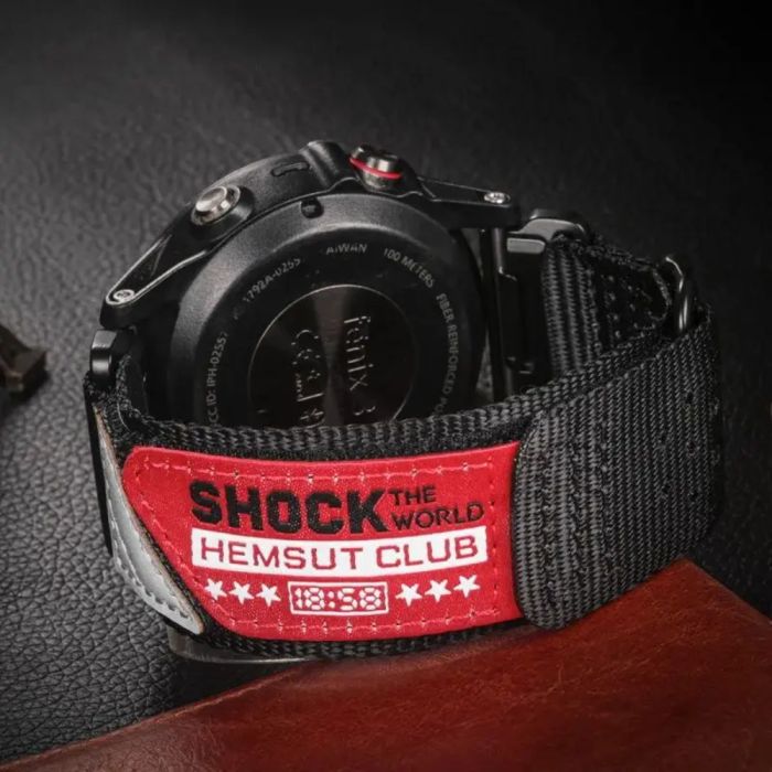 Ремешок для часов Hemsut HGA142 Shock the world Garmin Black 22 mm