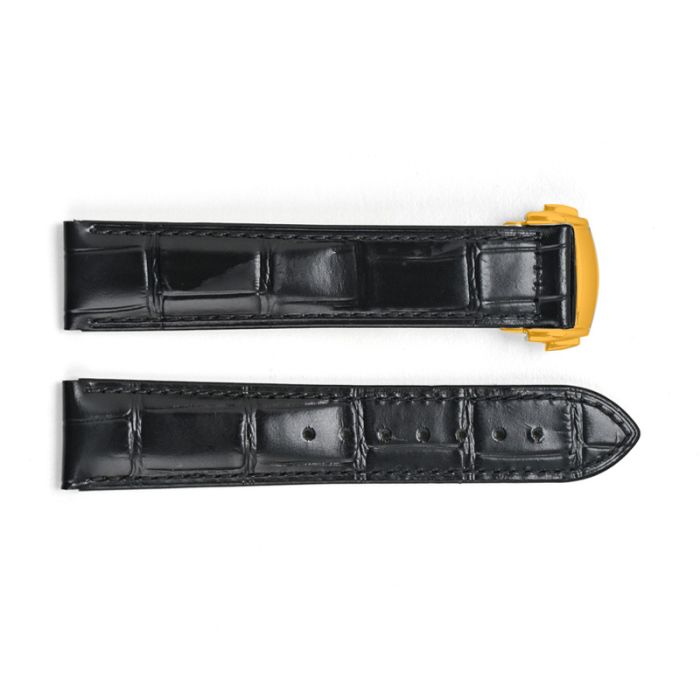 Кожаный ремешок 3002 Black-Gold 22 мм.