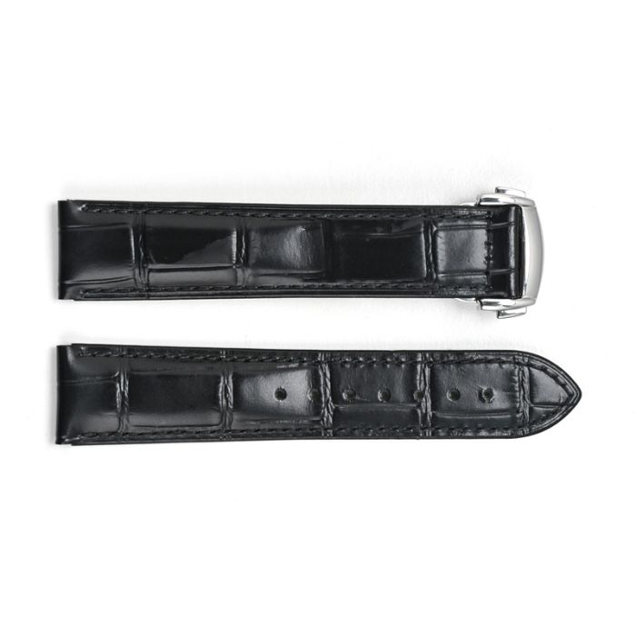 Кожаный ремешок 3002 Black-Silver 22 мм.
