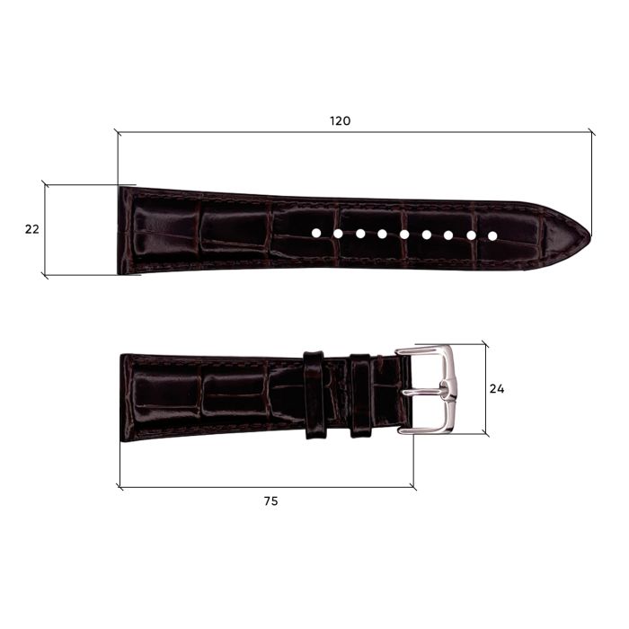 Кожаный ремешок Premium 22х18 мм. Brown