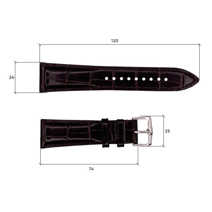 Кожаный ремешок Premium 24х22 мм. Brown