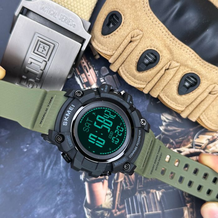 Skmei 1356AG Army Green + Compass