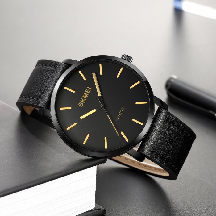 Skmei 1984LGD Gold-leather belt