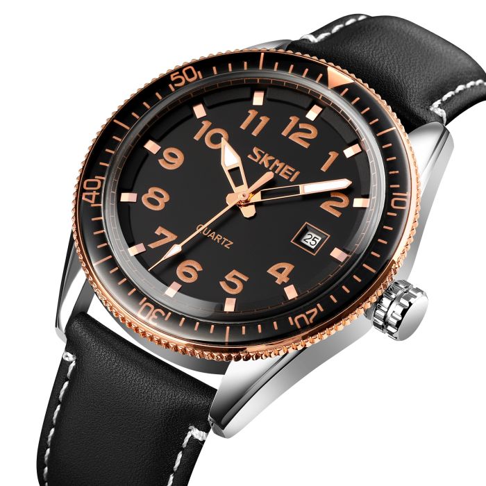 Skmei 9232LRGBK Rose-Gold Black Leather SALE