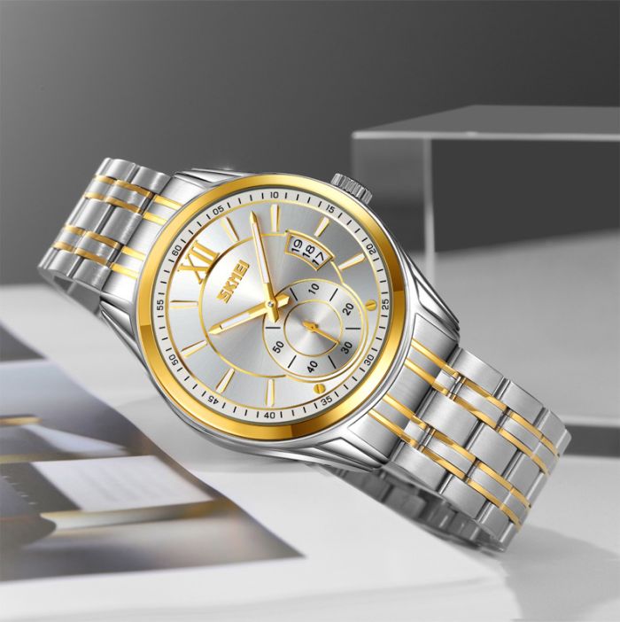 Skmei 9319TGDSI Silver-Gold-Silver