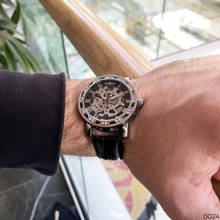 Winner 8008 Diamonds Automatic Black-Silver
